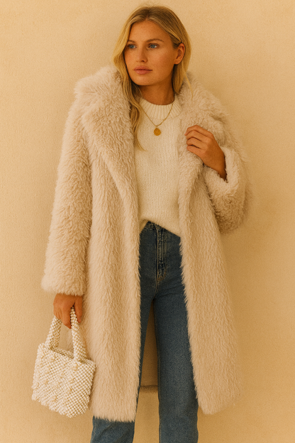 Dames Faux Fur Jas Lange Warm en Stijlvol