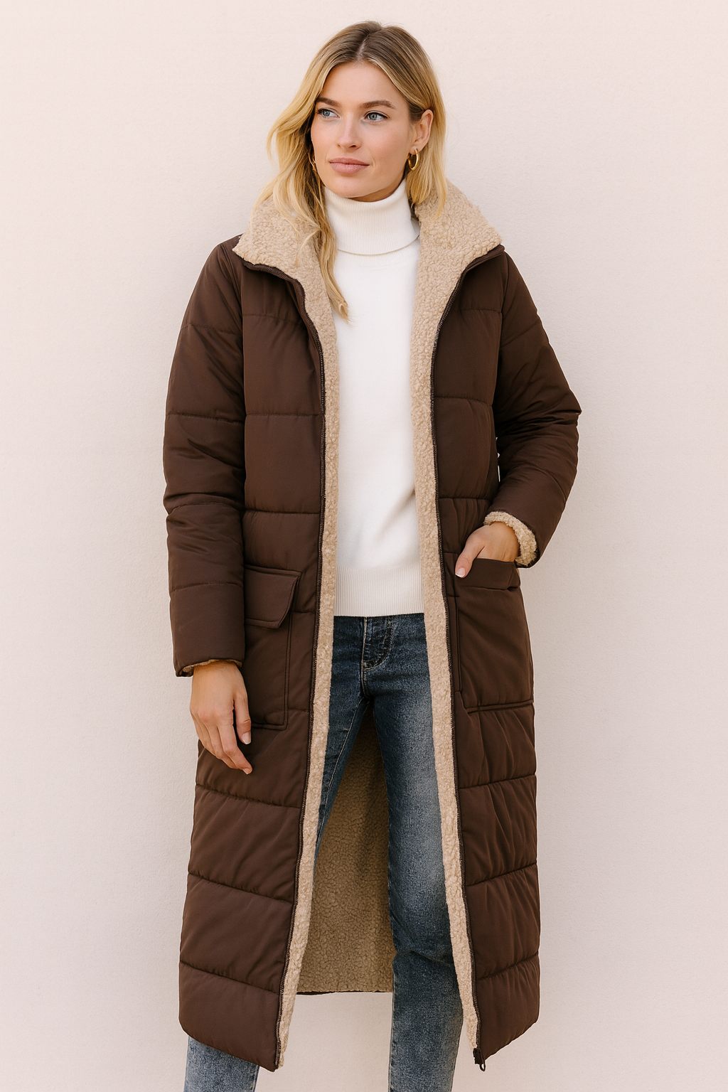 Dames Winterjas Lange Teddyjas Warm en Stylish - StudioMarella