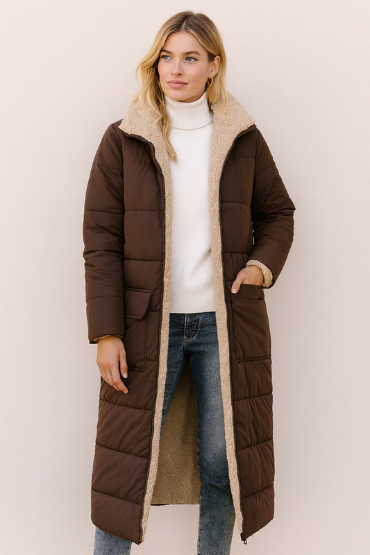 Dames Winterjas Lange Teddyjas Warm en Stylish - StudioMarella