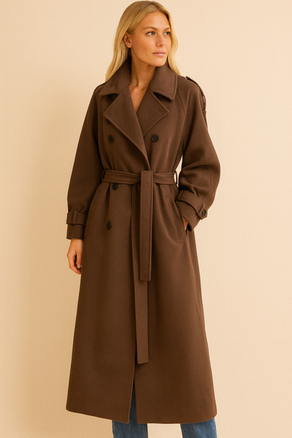Dames Regenjas Lange Stijlvolle Trenchcoat Waterdicht
