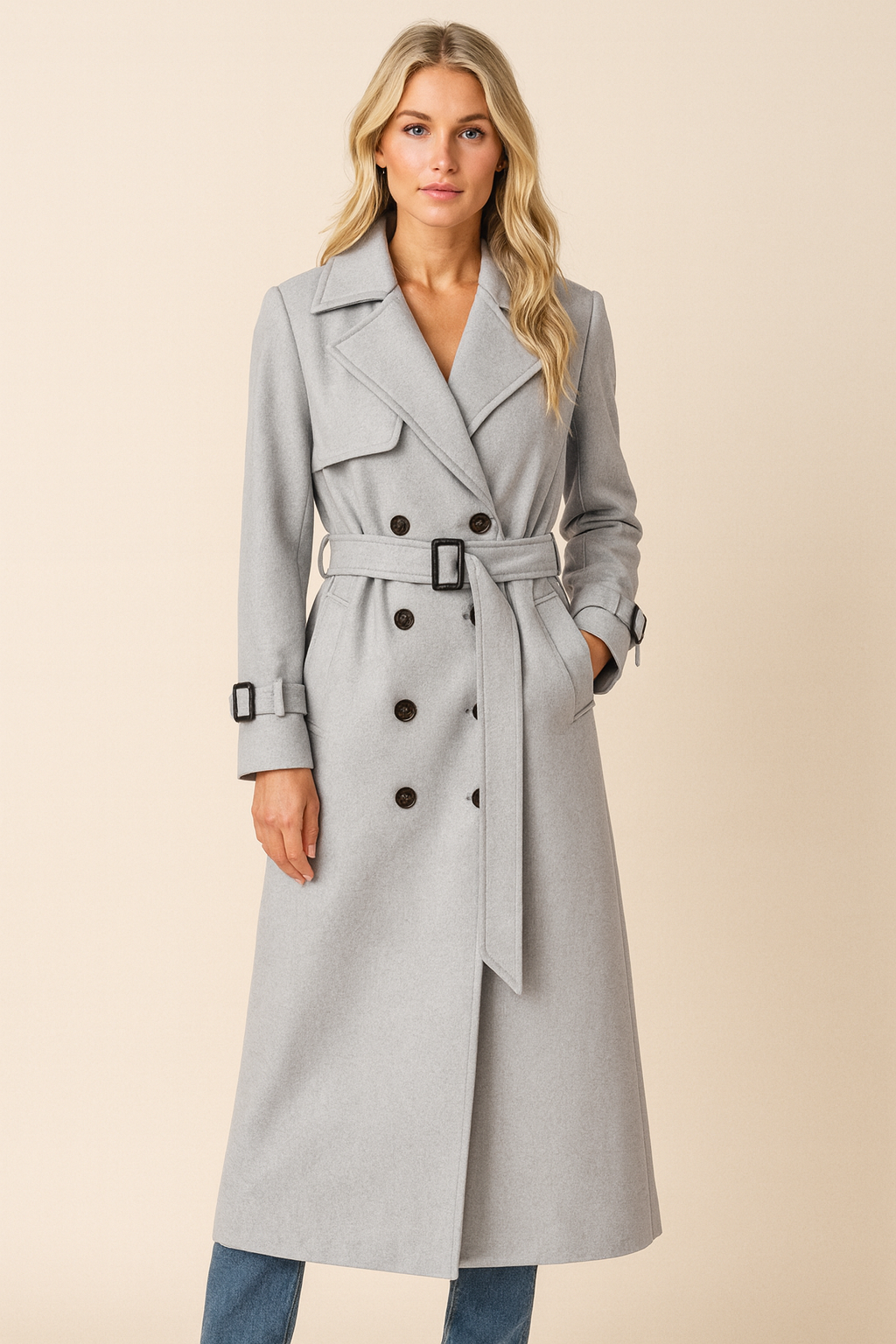 Dames Trenchcoat Lange Stijlvolle Dubbele Knopen Jas - StudioMarella