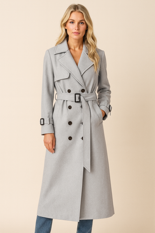 Dames Trenchcoat Lange Stijlvolle Dubbele Knopen Jas - StudioMarella