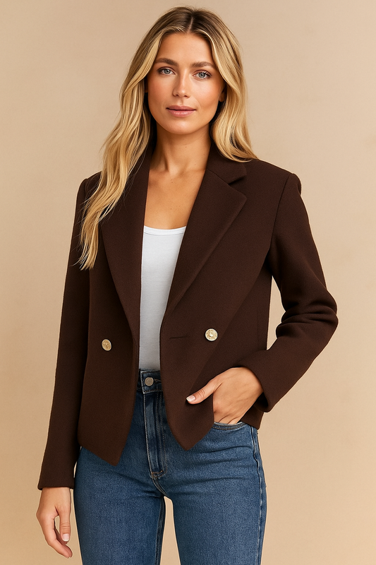 Dames Blazer Jas Zwart Met Knopen Stijlvolledig - StudioMarella