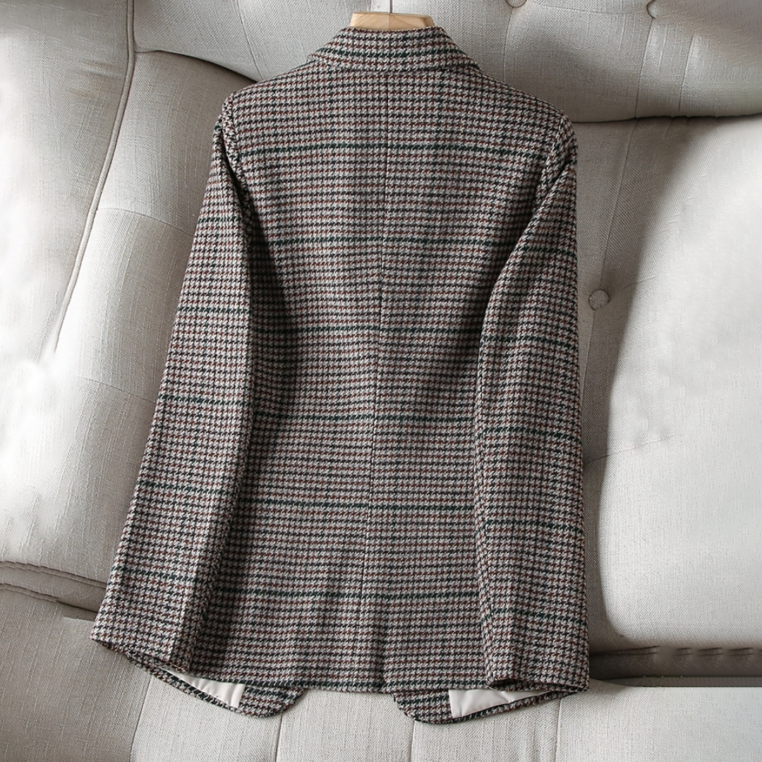 Dames Geruite Blazer van Luxe Stof