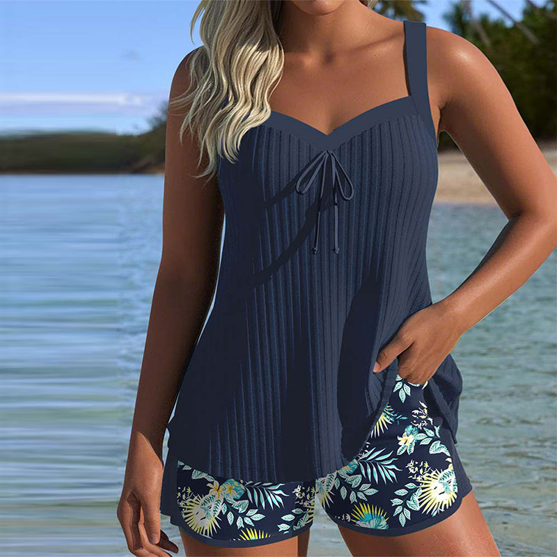 Dames Tankini Set Gestreept Met Korte Broekje - StudioMarella