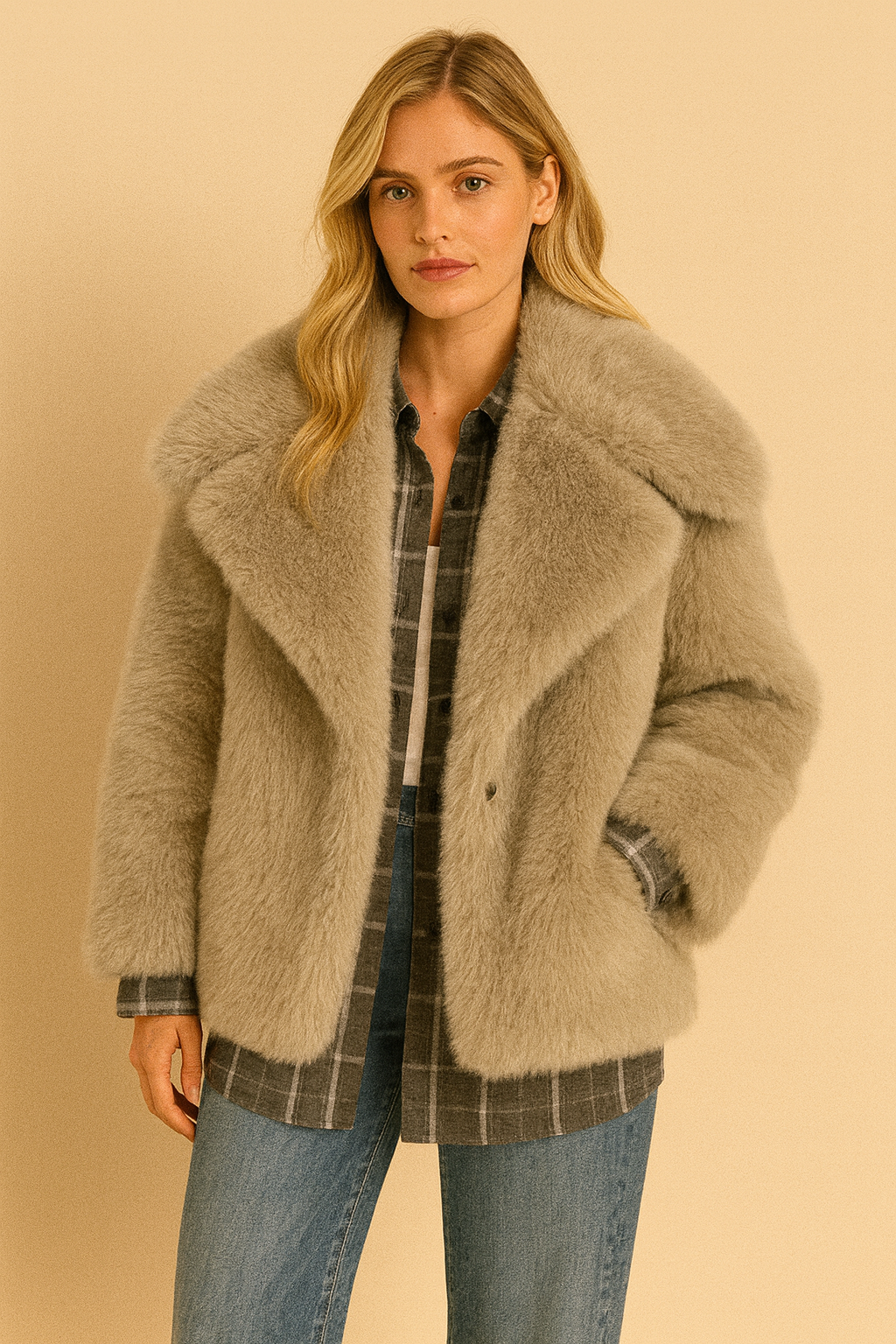 Dames Faux Fur Jas Kort Zacht Oversized