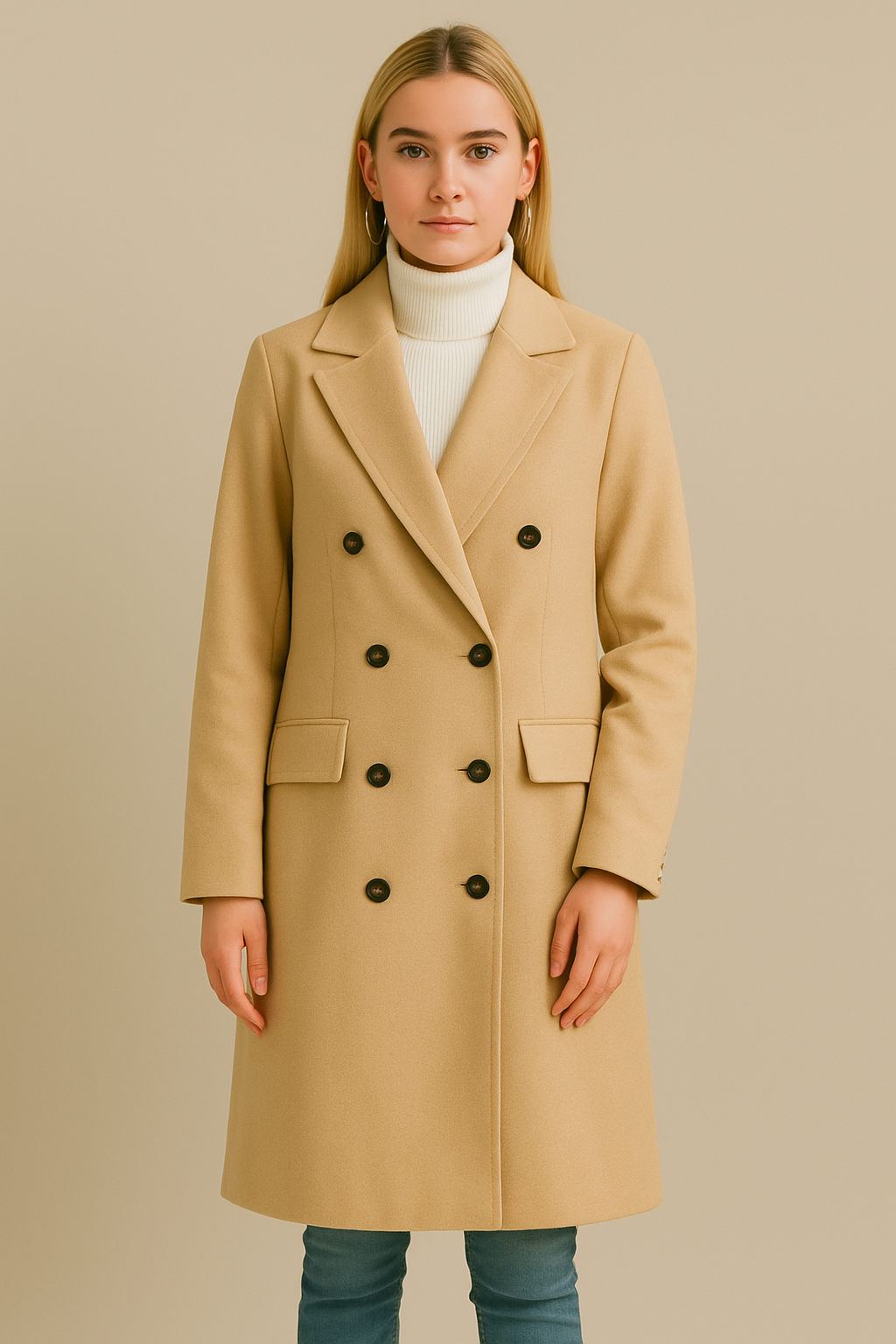 Dames Wintermantel Lange Knopen Warme Coat Donkergrijs - StudioMarella