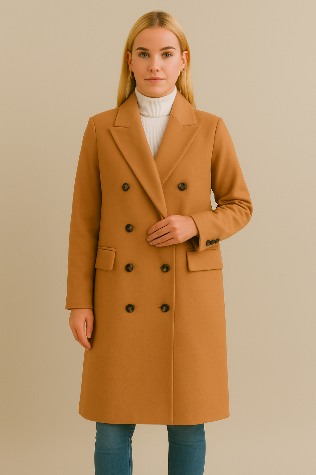 Dames Wintermantel Lange Knopen Warme Coat Donkergrijs