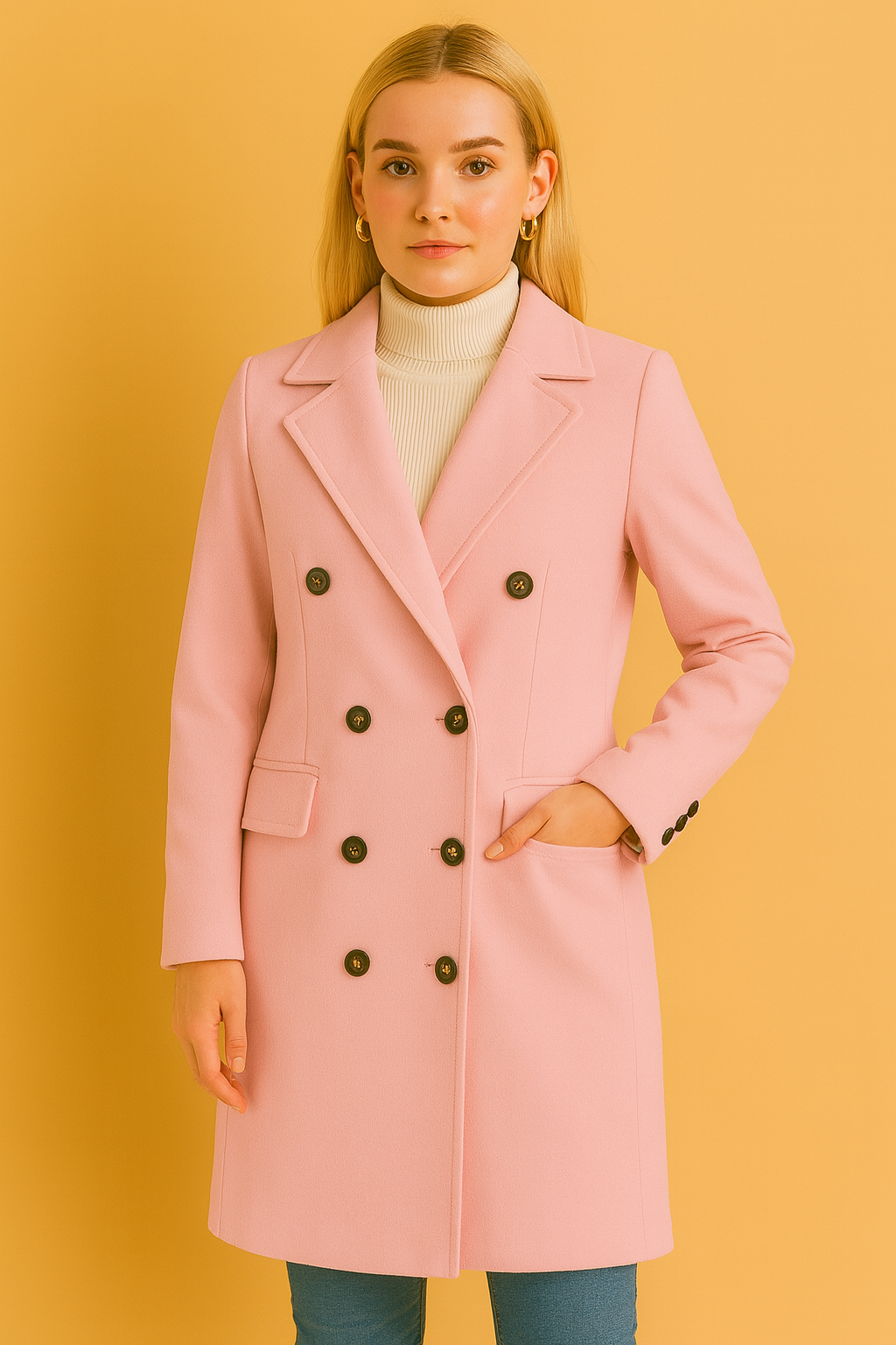 Dames Wintermantel Lange Knopen Warme Coat Donkergrijs