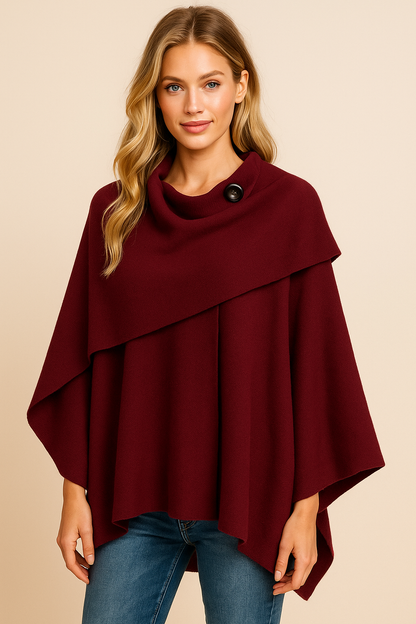 Dames Jas Cape Warm met Sjaal Asymmetrisch Model - StudioMarella