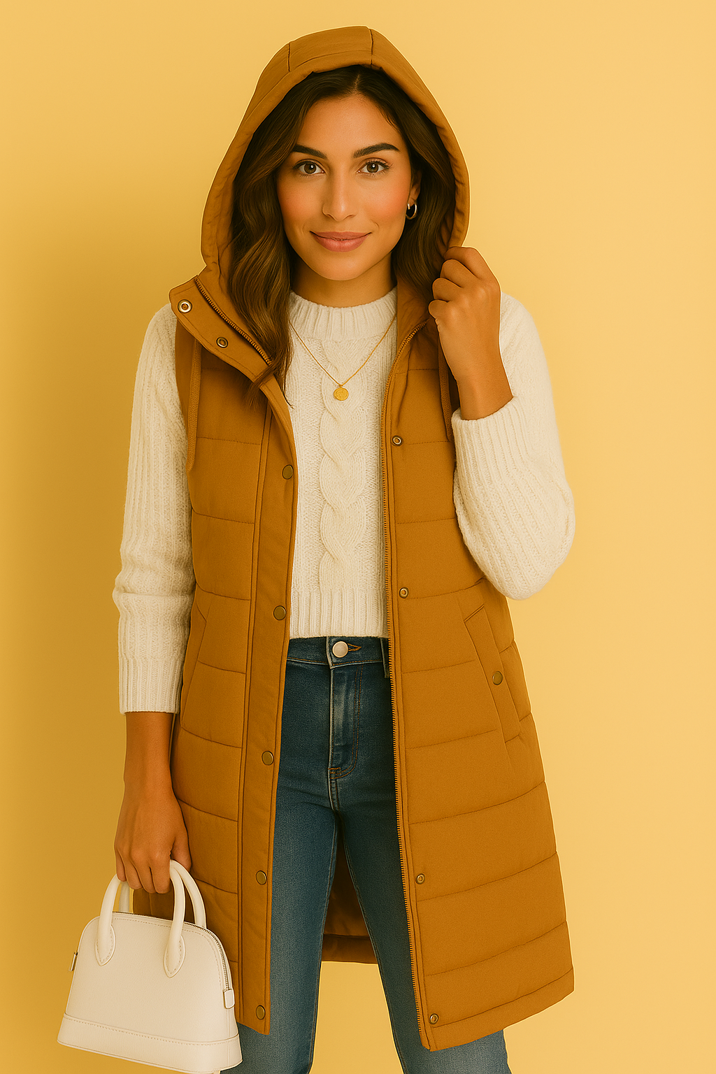 Dames Bodywarmer Lange Waterdichte Jas met Capuchon - StudioMarella
