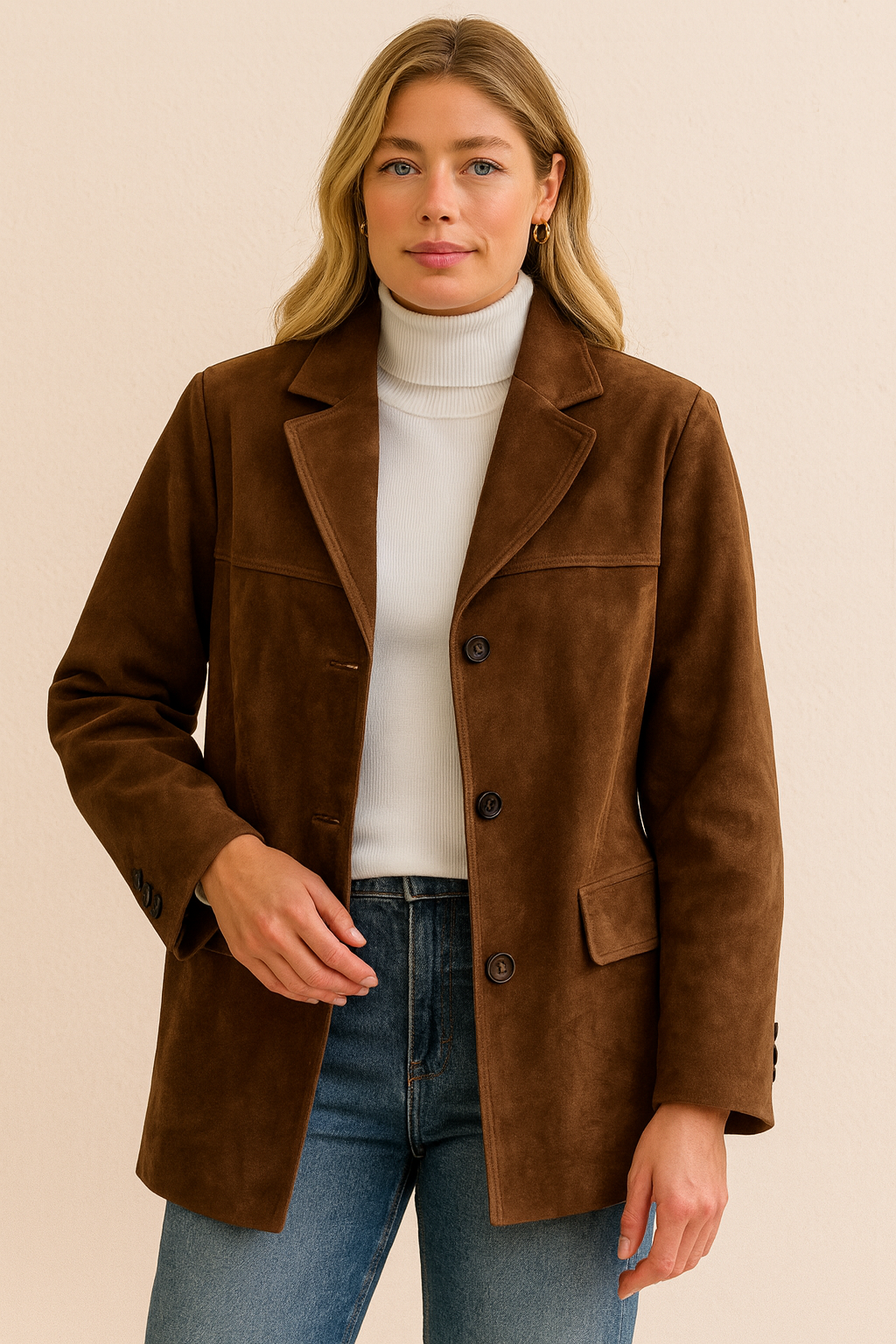 Dames Zwart Oversized Blazer van Suède