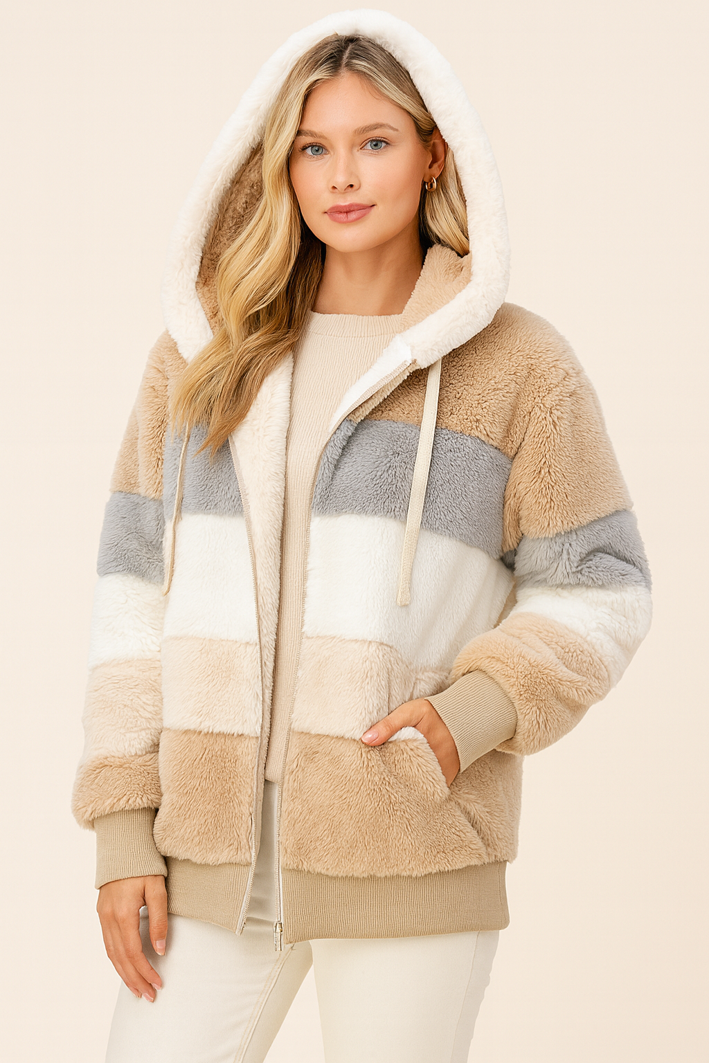 Dames Jas met Capuchon Zacht en Warm Fluffy - StudioMarella