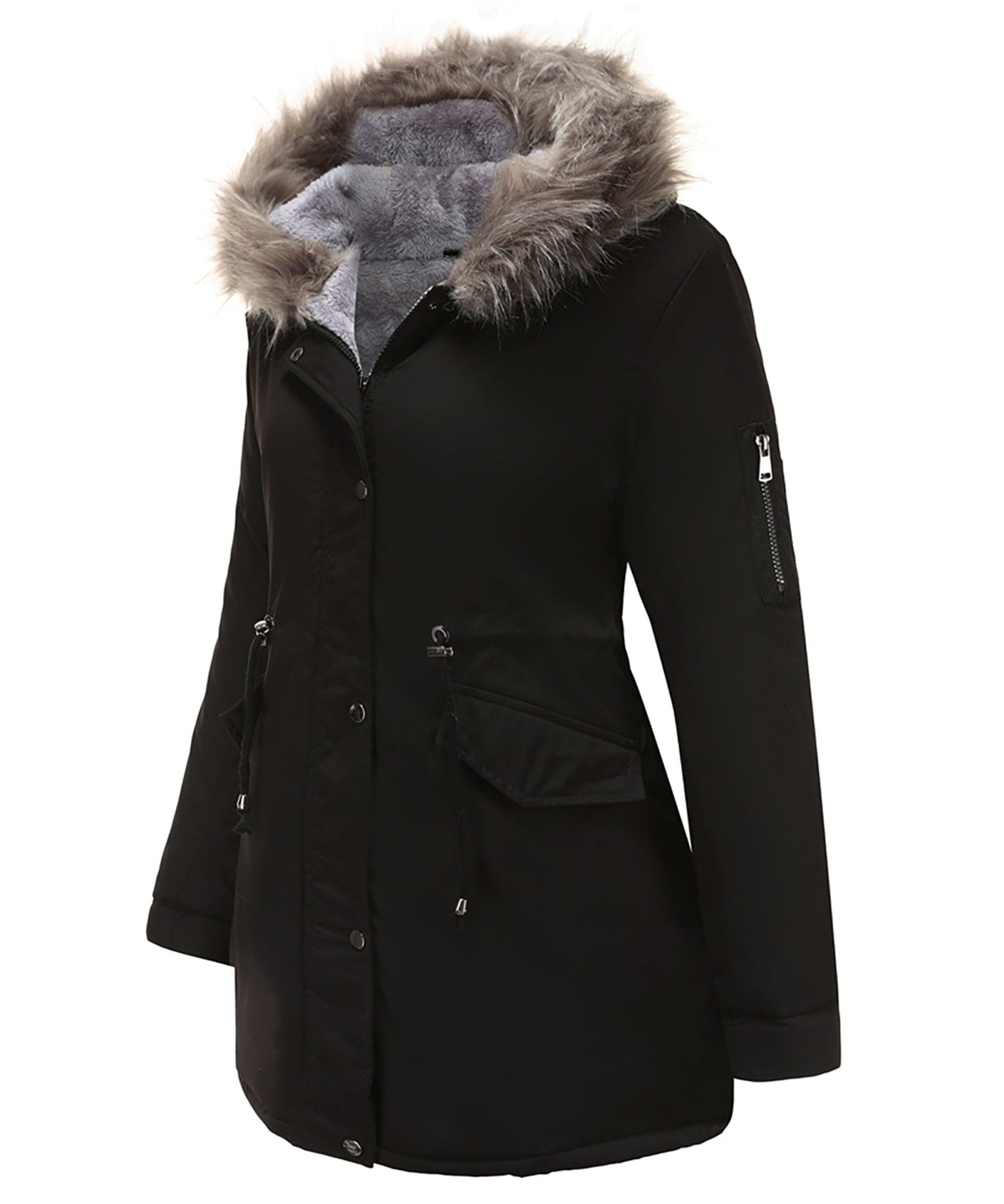 Dames Winterjas Gewatteerd met Capuchon en Trekkoord Warm