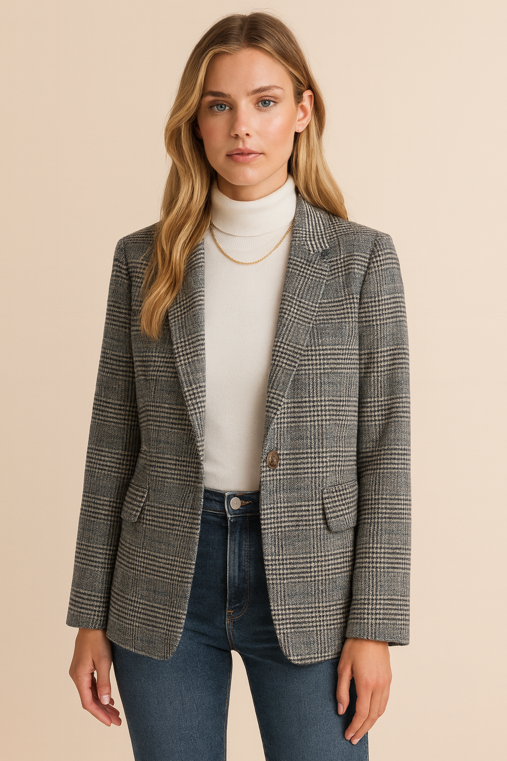Dames Blazer Geruit Klassiek Elegante Stijl - StudioMarella
