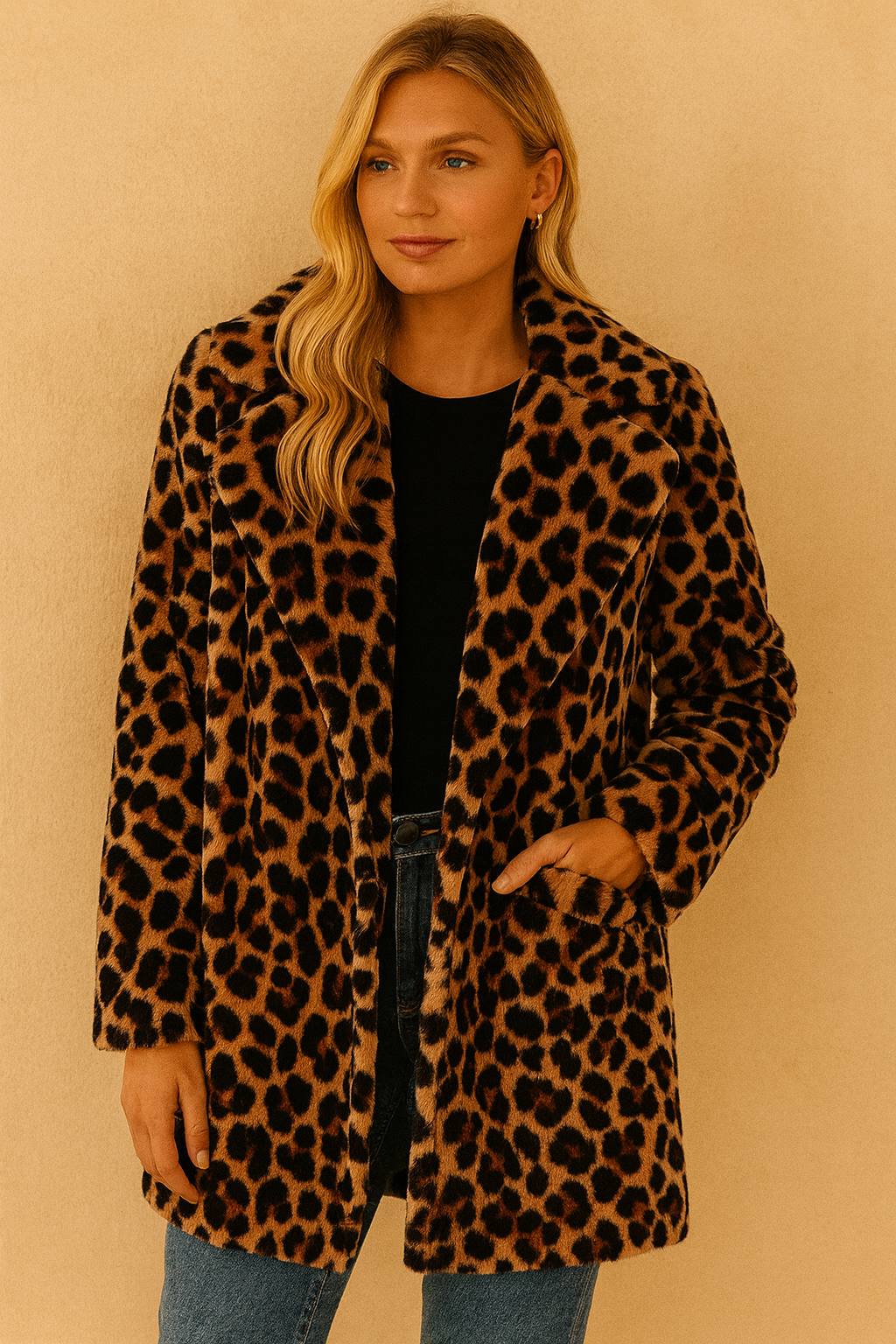 Dames Faux Fur Jas Leopard Print Luxe Blancha → Dames Faux Fur Jas Leopard Print Luxe Jas