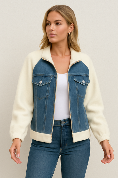 Dames Fleecejas Blauw Trendy Mouwjas voor Outdoor - StudioMarella