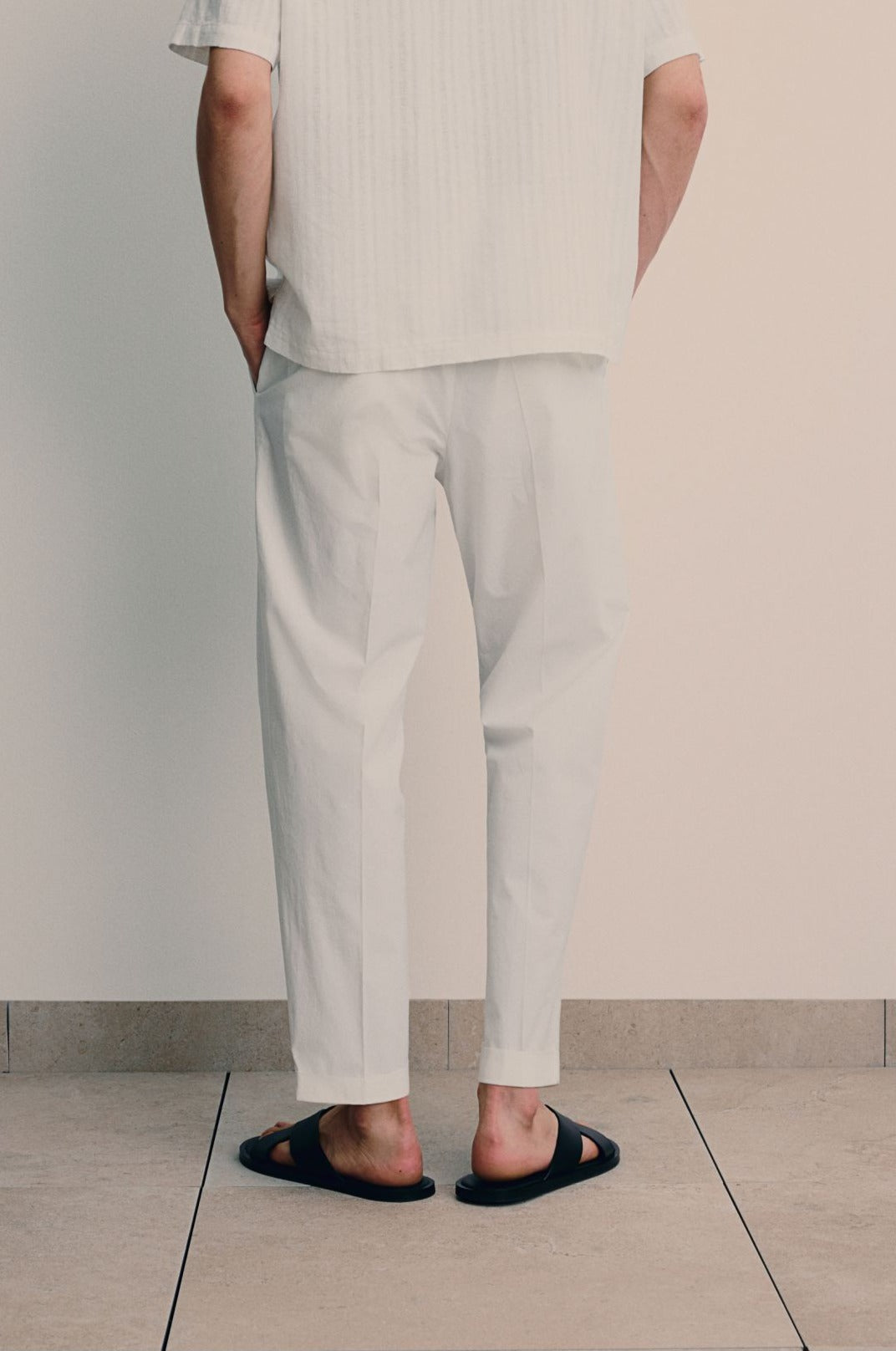 Wit Chino Broek voor Heren Met Koord Sluiting