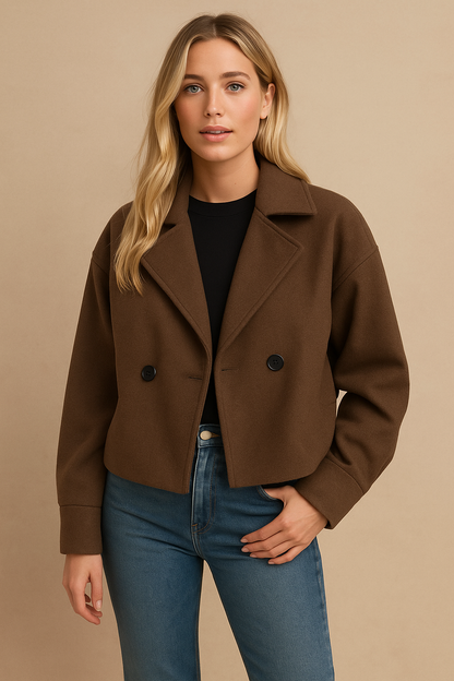 Dames Korte Wollen Jas Elegante Stijl - StudioMarella