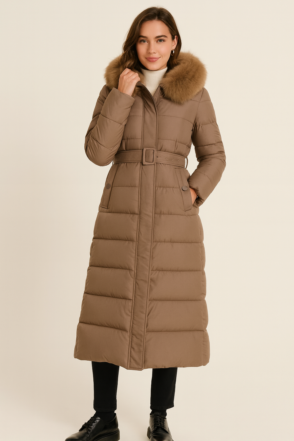 Dames Pufferjas Warm Lange Donsjas Blauw - StudioMarella