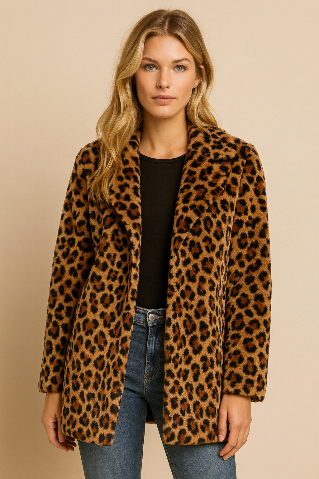 Dames Faux Fur Jas Lange Warm Leopard Print - StudioMarella