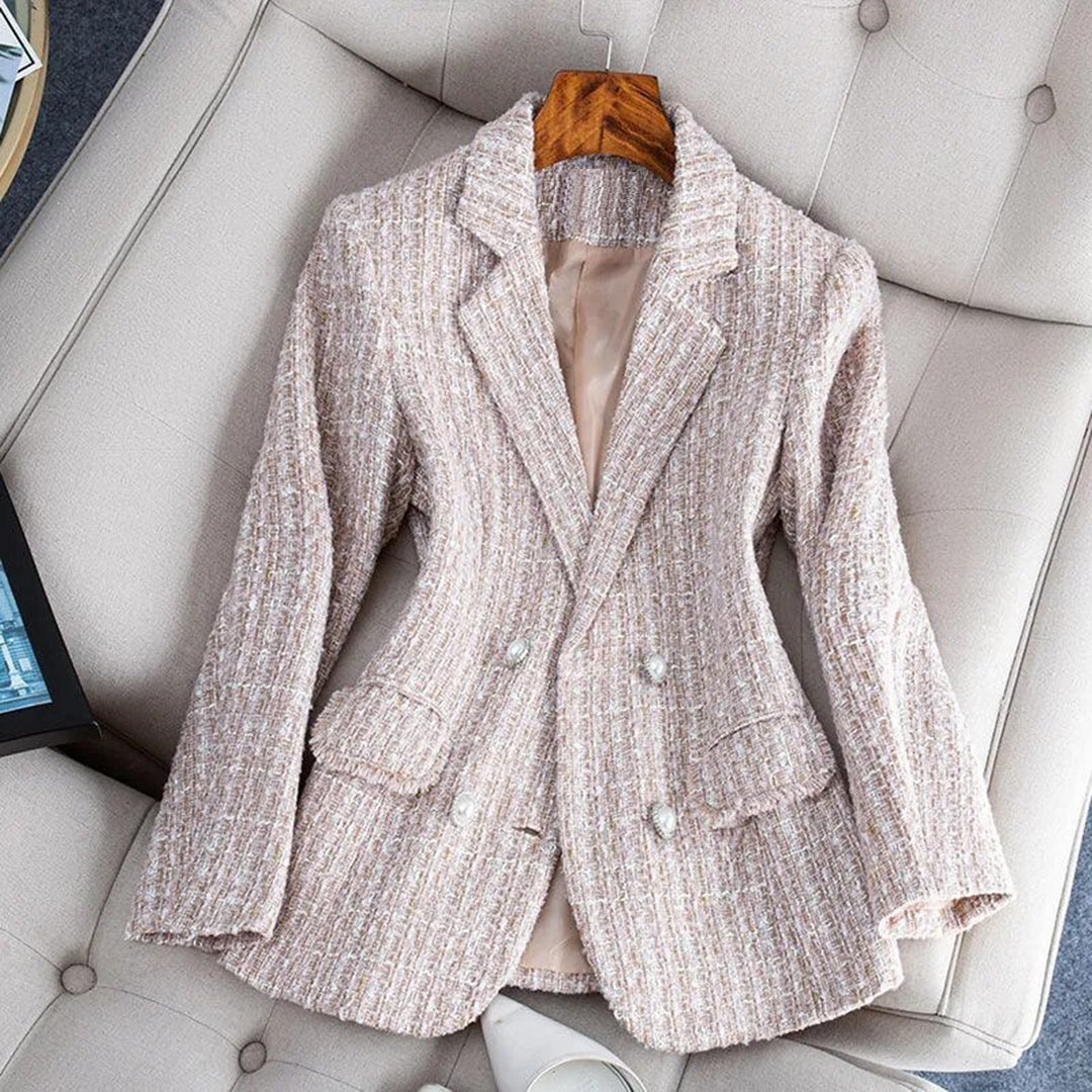 Dames Blazer Klassiek Getailleerd Tweed Jas