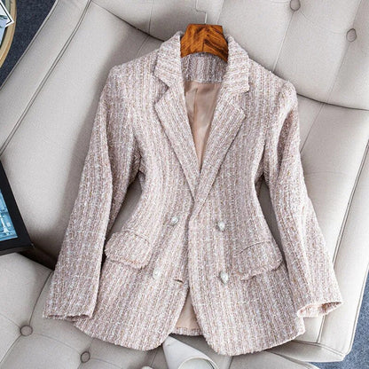 Dames Blazer Klassiek Getailleerd Tweed Jas