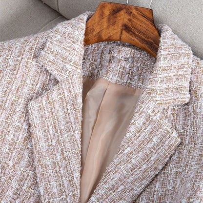 Dames Blazer Klassiek Getailleerd Tweed Jas