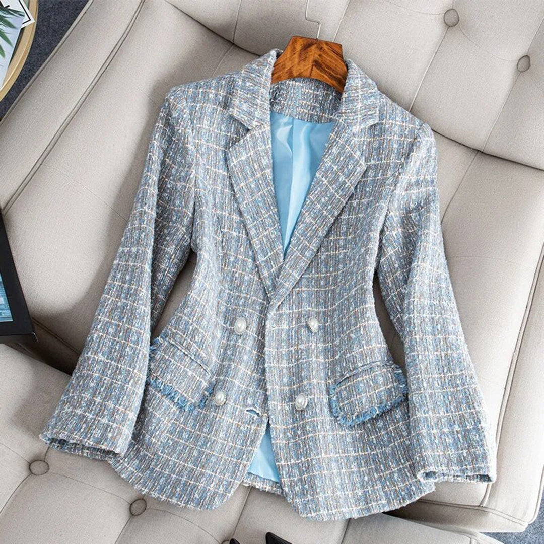 Dames Blazer Klassiek Getailleerd Tweed Jas