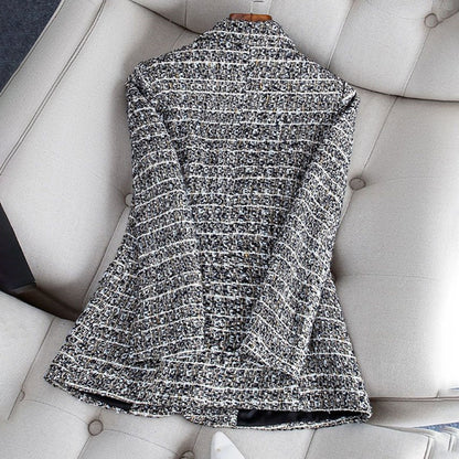 Dames Blazer Klassiek Getailleerd Tweed Jas