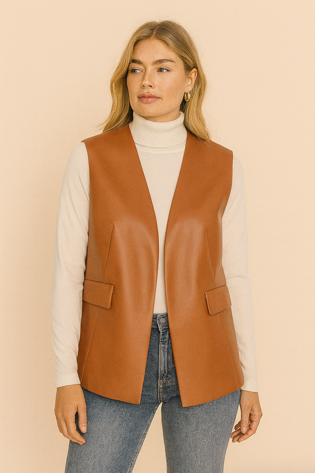 Dames Gilet van Imitatieleer Bodil Stijlvol - StudioMarella