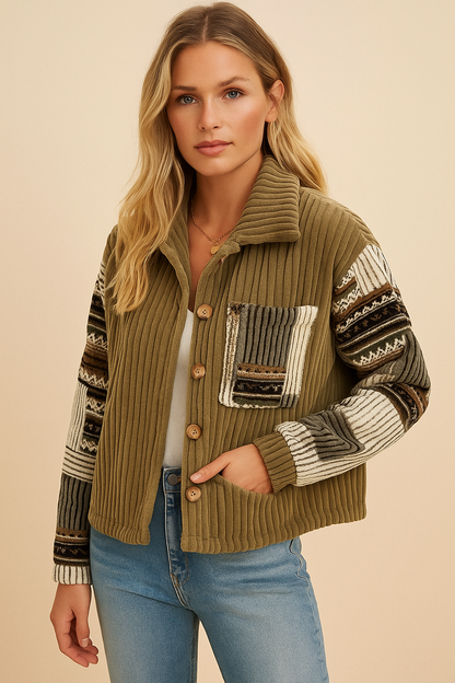 Dames Jas met Patchwork Details Elegant Model - StudioMarella