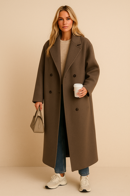 Dames Wollen Jas Lange Warm Oversized Trendy