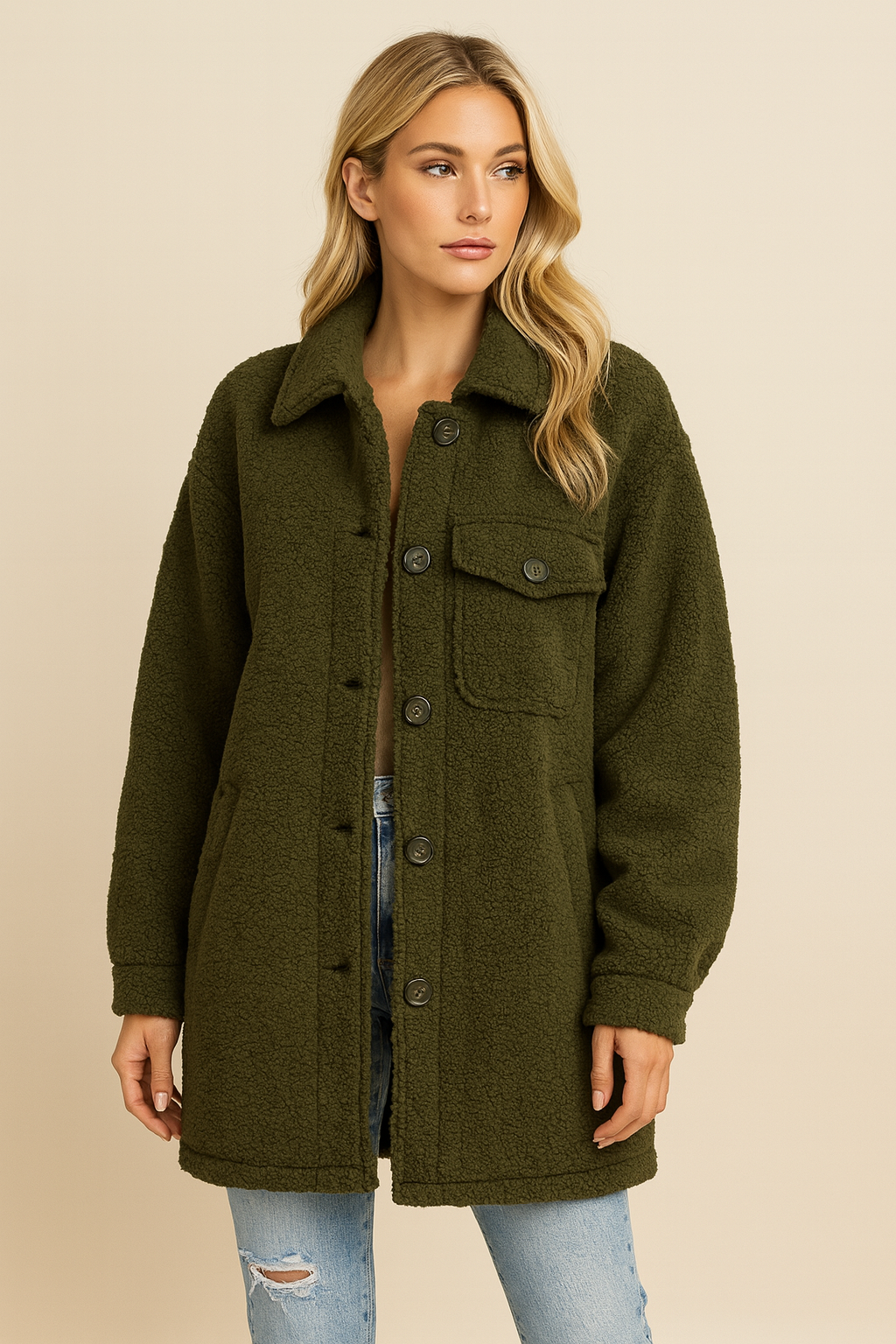 Dames Teddyjas Warm Stijlvol met Knopen - StudioMarella