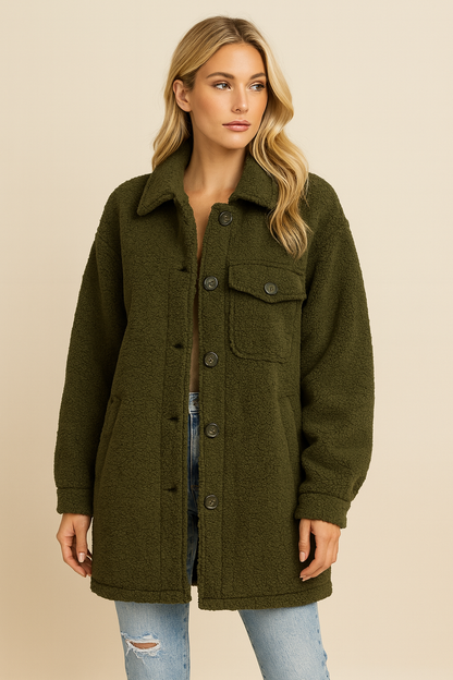 Dames Teddyjas Warm Stijlvol met Knopen - StudioMarella