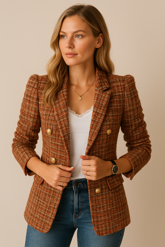 Dames Blazer Dubbele Knopen Stijlvolle Jas - StudioMarella
