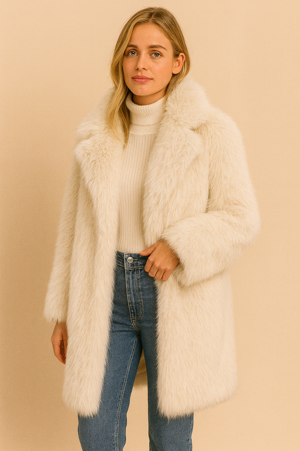 Dames Faux Fur Jas Stijlvol Luxe Warm en Elegante Look