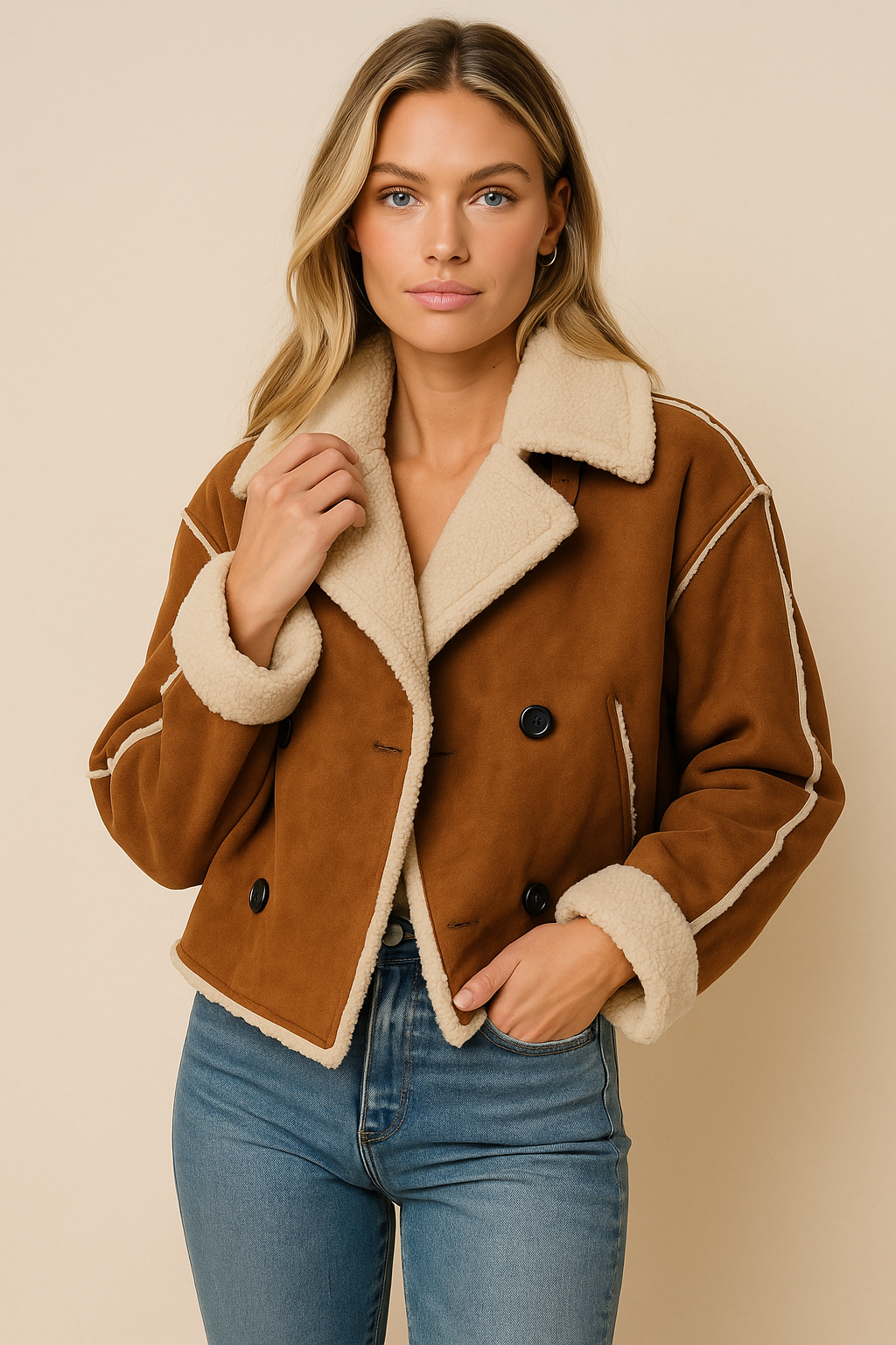 Dames Leren Jas Teddy Shearling Warm en Stijlvol - StudioMarella
