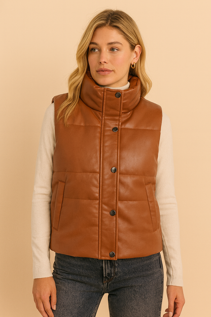 Dames Bodywarmer Warm Gewatteerd Met Hoge Kraag - StudioMarella