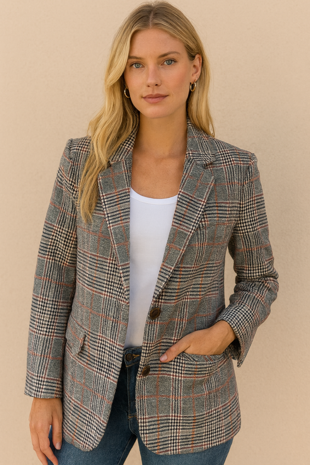 Dames Blazer Geruit Stijlvol Jasje Trendy Kleding - StudioMarella