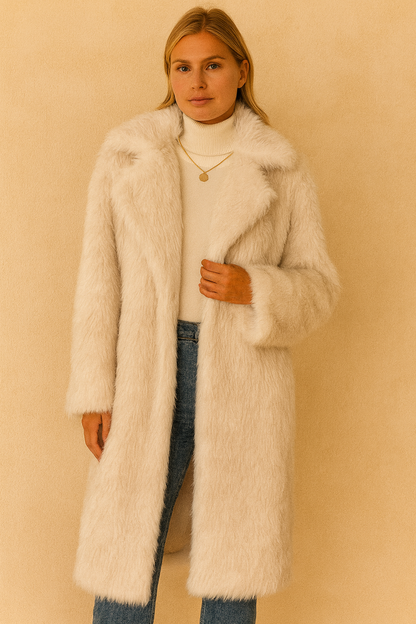 Dames Faux Fur Jas Lange Warme en Stijlvolle Coat