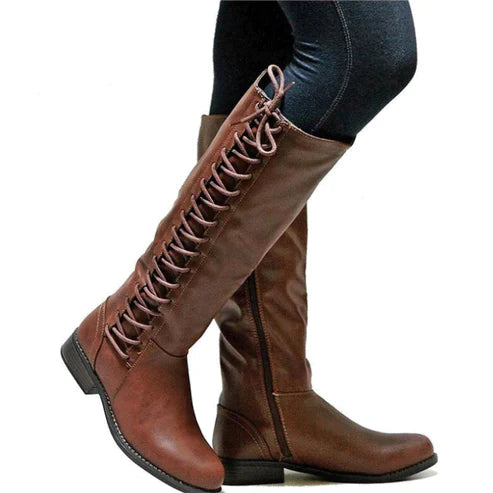 Dames Laarzen Leer Elegante Veteran Stijl