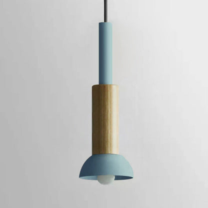 Scandinavische Houten Hanglamp met Gekleurd Metalen Accent - Minimalistische Verlichting voor Boven Eettafel en Woonkamer