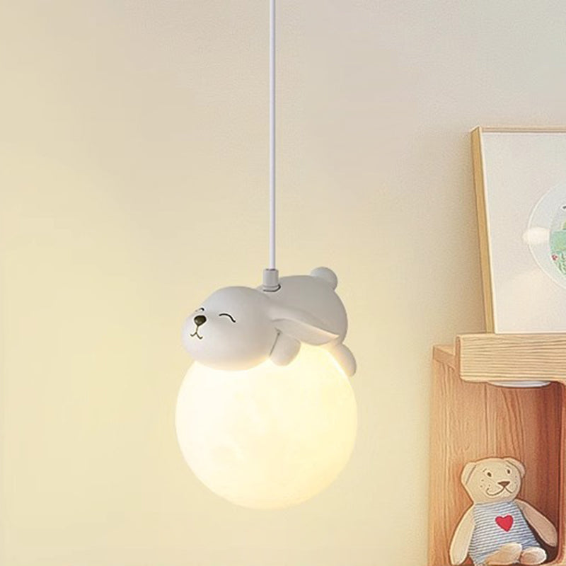 Speelse Hanglamp met Cartoon Figuren – PE Lampenkap en G9 Fitting – Wit Wandlicht voor Kinderkamer