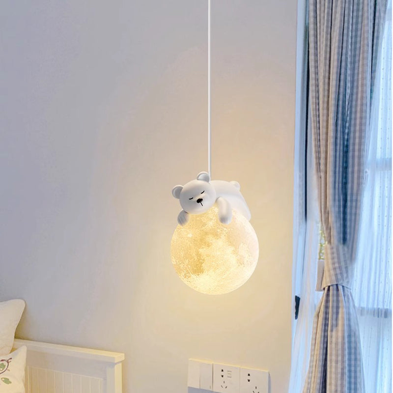 Speelse Hanglamp met Cartoon Figuren – PE Lampenkap en G9 Fitting – Wit Wandlicht voor Kinderkamer