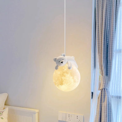 Speelse Hanglamp met Cartoon Figuren – PE Lampenkap en G9 Fitting – Wit Wandlicht voor Kinderkamer