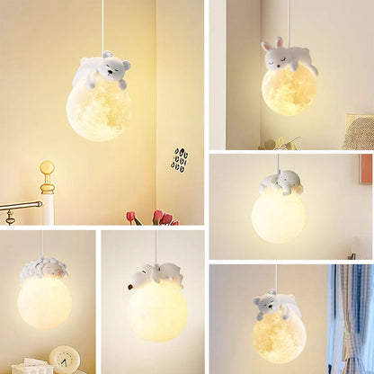 Speelse Hanglamp met Cartoon Figuren – PE Lampenkap en G9 Fitting – Wit Wandlicht voor Kinderkamer