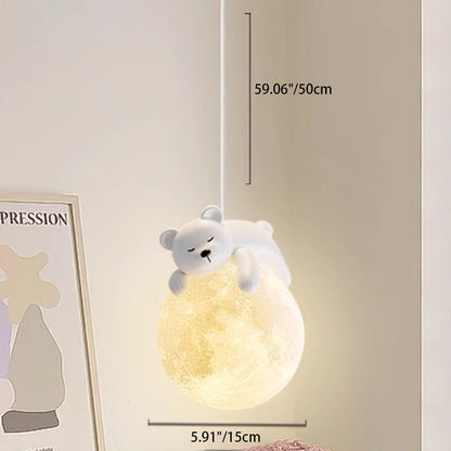 Speelse Hanglamp met Cartoon Figuren – PE Lampenkap en G9 Fitting – Wit Wandlicht voor Kinderkamer