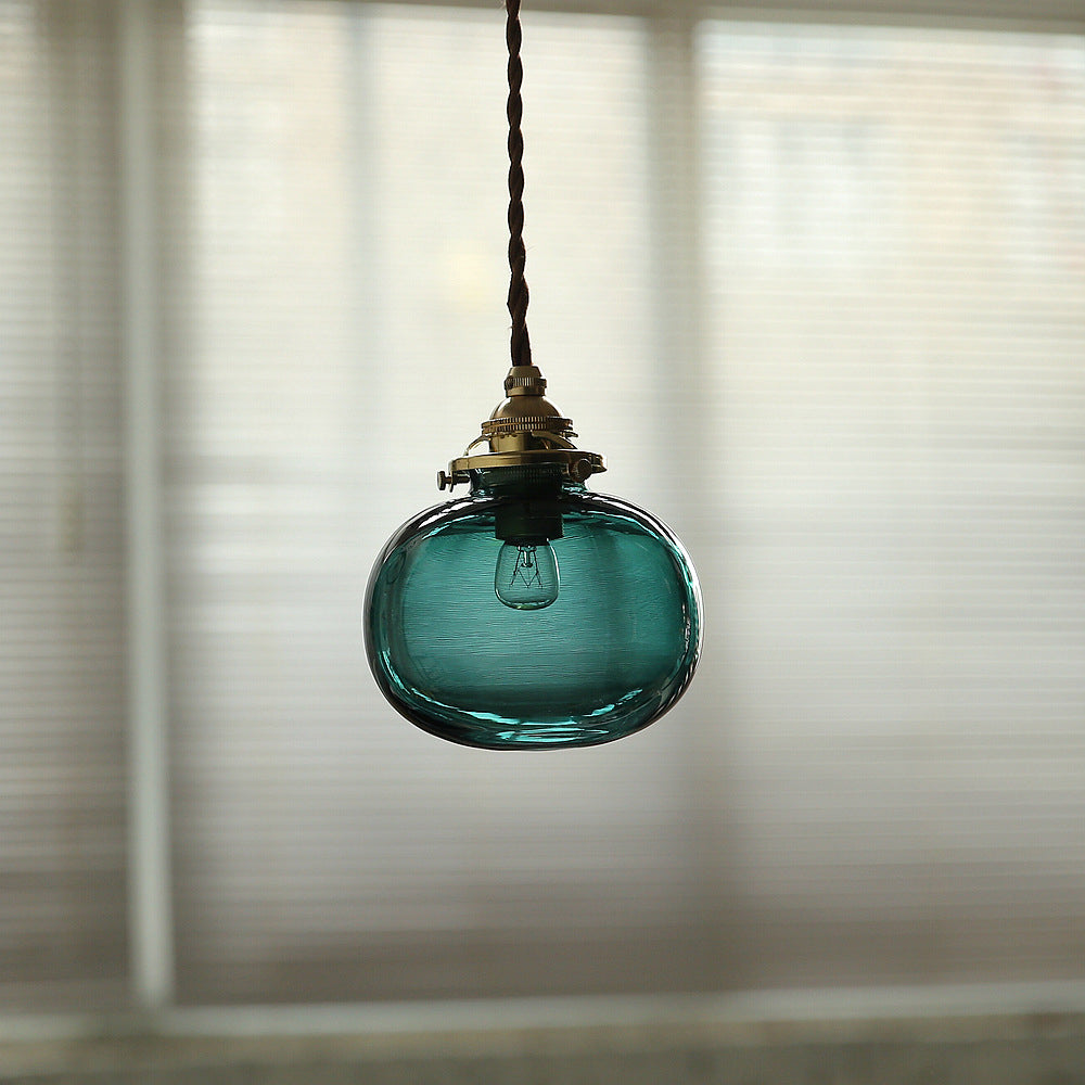 Vintage Hanglamp Goud met Glazen Kap E26 – Retro Koperen Verlichting voor Woonkamer en Eettafel