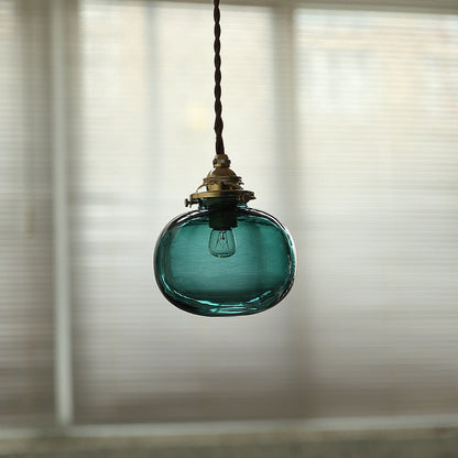 Vintage Hanglamp Goud met Glazen Kap E26 – Retro Koperen Verlichting voor Woonkamer en Eettafel
